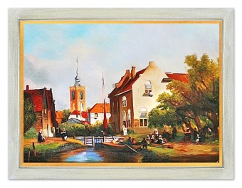 "Landscape by the Canal" Handwork Oil Paintings Canvas Oil Painting G06265