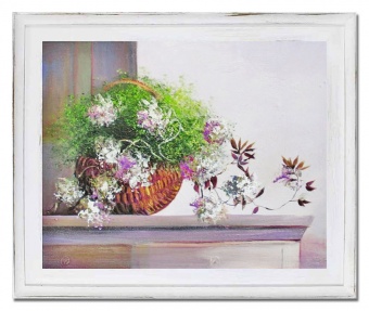 "Flowers in the Basket" Handcrafted Oil Paintings Canvas Oil Painting Picture G06769