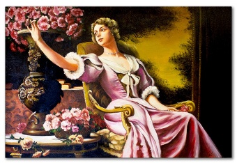 "Beautiful lady with flowers" Handmade oil paintings canvas G119467