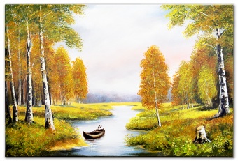 Autumn River Handmade Oil Paintings Canvas Oil Painting G119518