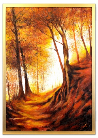 Autumn path Handicraft Oil paintings Paintings Canvas Oil painting Picture Images G01977