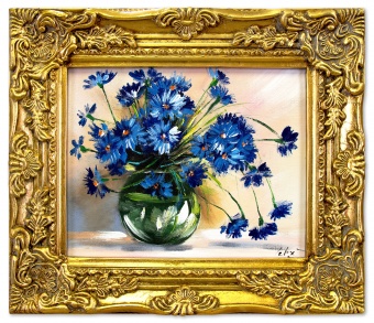 Blue Flower Greeting Handmade Oil Paintings Canvas Oil Painting Image G16165