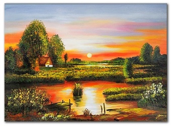 Sunset over the Field Handmade Oil Paintings Painting G119020