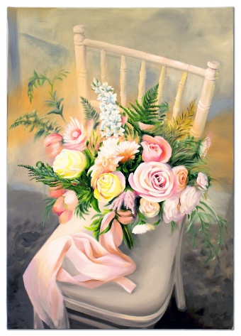 "Flower bouquet on chair" Handcrafted oil paintings canvas G119296