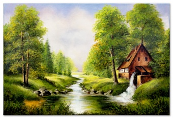 "Landscape with Mill" Handcrafted Oil Paintings Canvas G119014