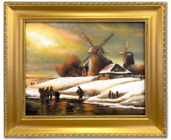 Windmill landscape handmade oil paintings canvas oil painting G118696