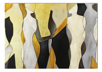 "Shapes in Gold and Black" Handcrafted Oil Paintings Canvas G116163