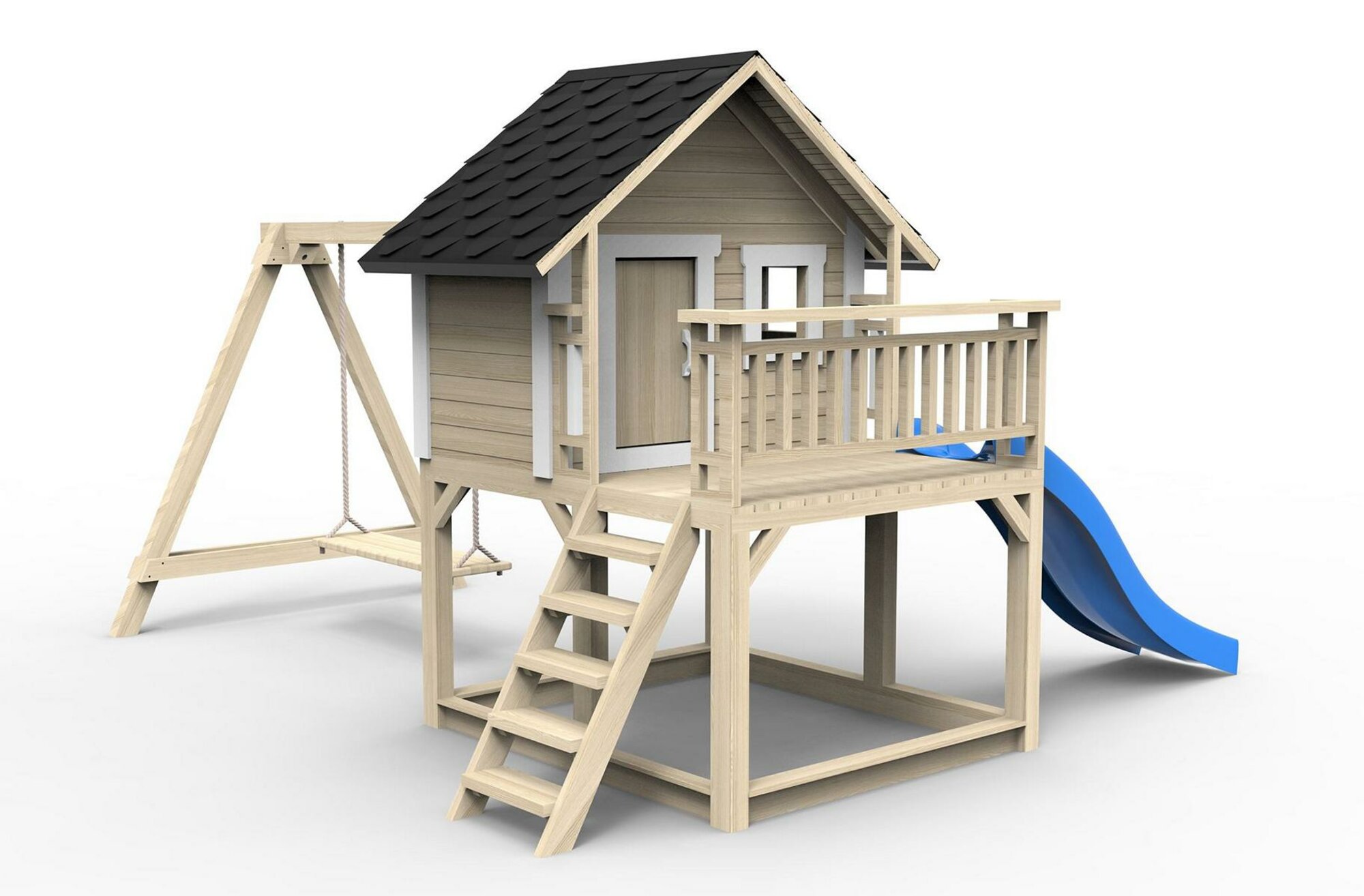 Playground treehouse slide children cabin play tower wooden house kids wood