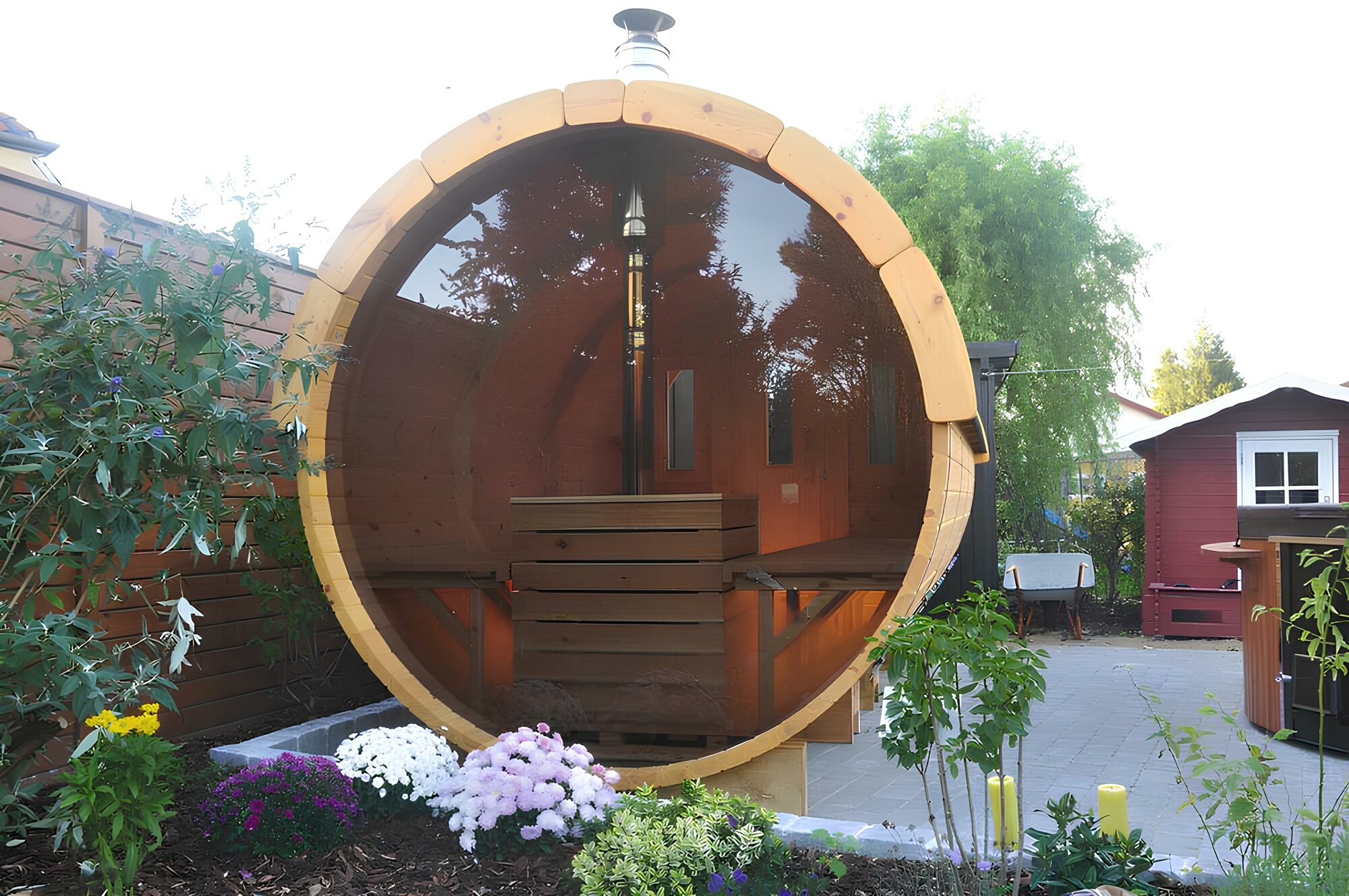 Sauna Saunafass Garden sauna Outdoor sauna Wooden sauna 6-8 people 4.0 m