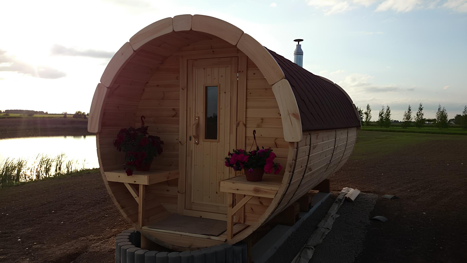 Barrel Sauna Wood Sauna 590 x Ø 1.97 m Barrel Sauna Garden Sauna Saunas