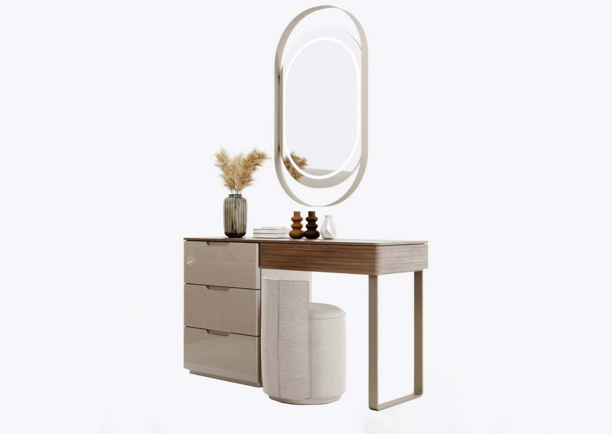 Luxury bedroom set dressing table and mirror stool design new 3-piece