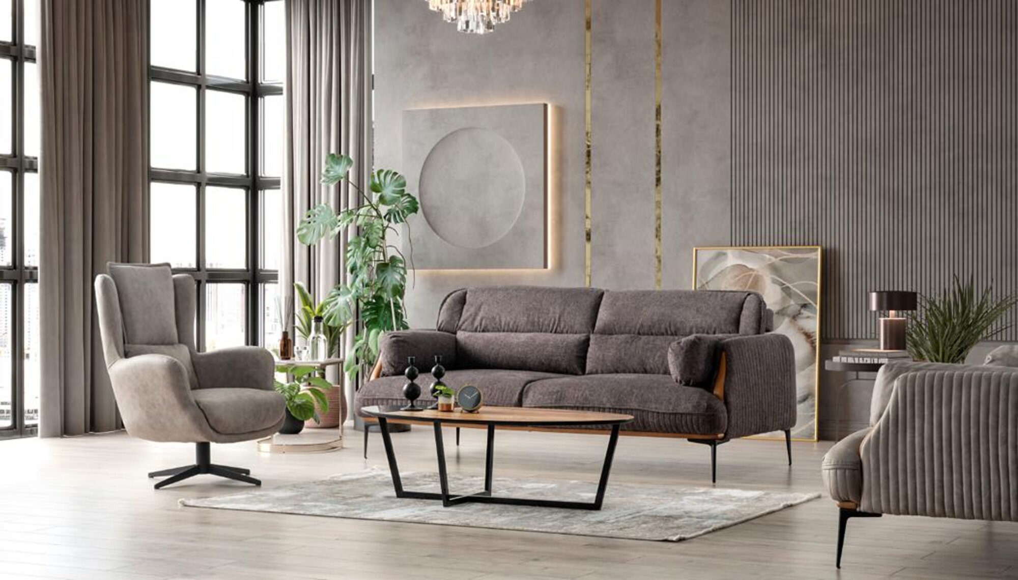 Sofa landscape cozy 3+1 relaxation sofa couch sofa set sofa