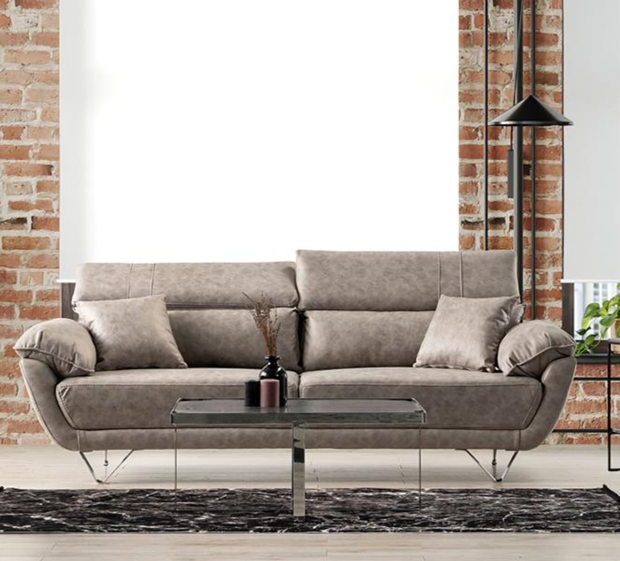 Three-Seater Sofa Modern Couch Comfort Cozy Three-Seater Relax Living Room Sofa