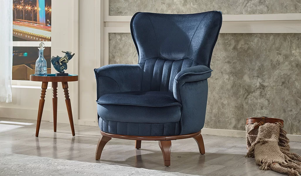 Blue Armchair Living Room Modern Design Seating Upholstered Furniture Luxury Furniture