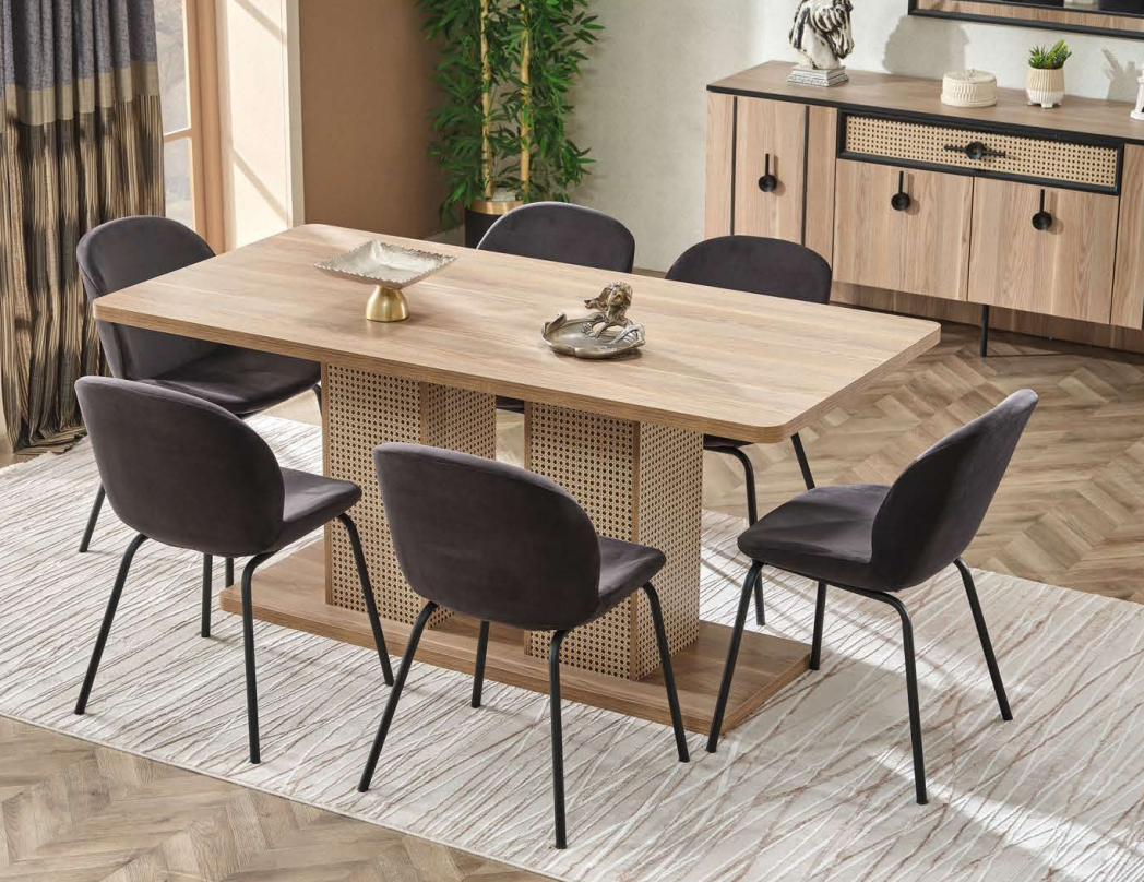 Dining room 6 chairs dining table complete 7 pieces modern luxury design furniture