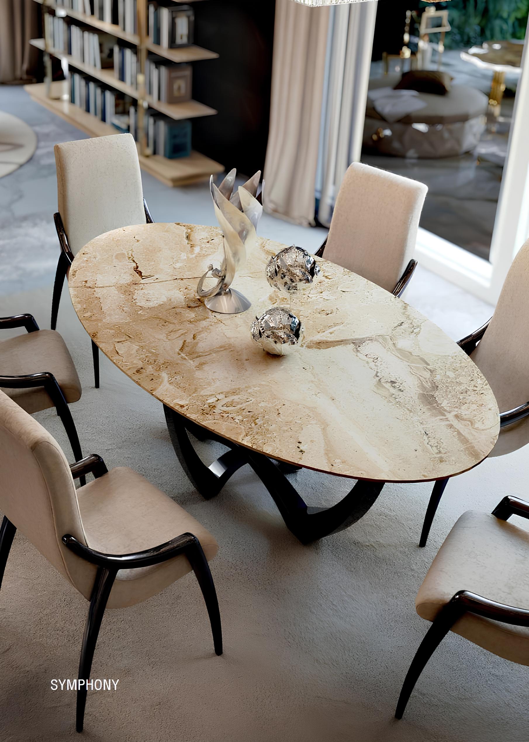 Oval dining tables, dining room furniture, dining table, luxury solid wood, new Italy.