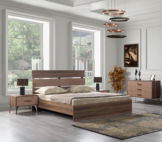 Modern 4-piece bedroom set bed + 2 nightstands + dresser furniture luxury new