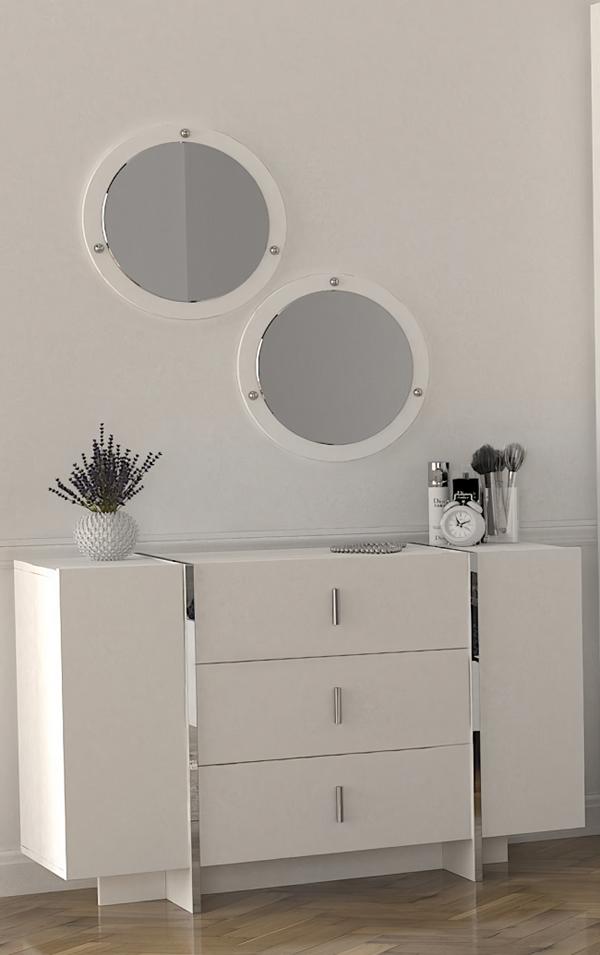 Sideboard with mirror, dresser, console, hallway cabinet, 3-piece sideboard.