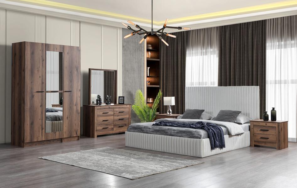 Bedroom furniture set complete combination brown collection 6 pieces