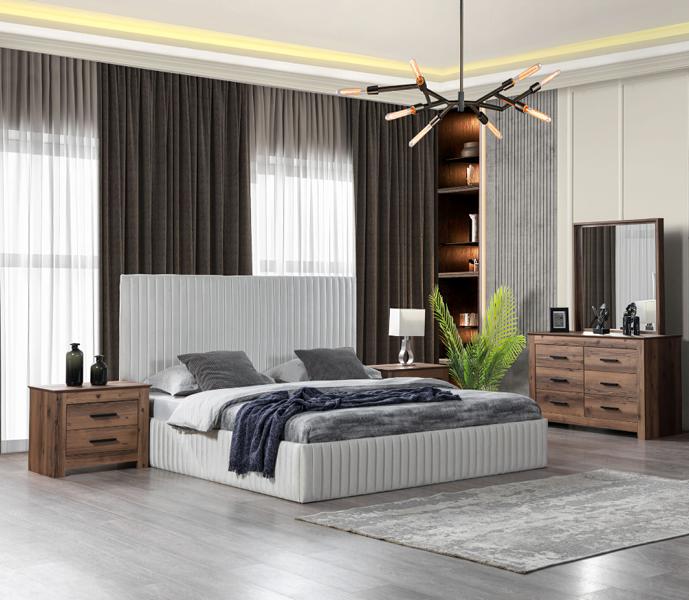 Comfortable bedroom furniture set 2 nightstands dresser bed wardrobe 4 pieces.