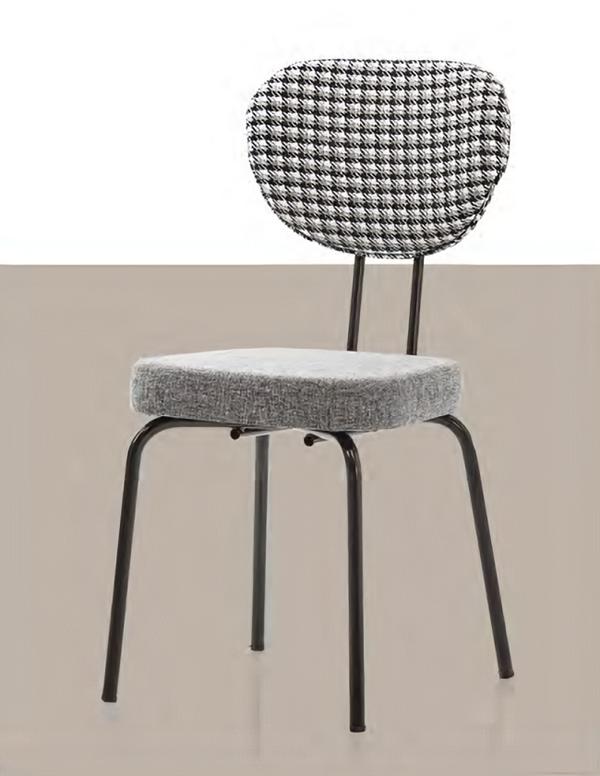 Terrace chair dining chair upholstered chair checkered top gray metal