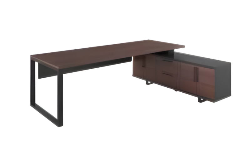 Stylish brown black corner desk wooden furniture work environment table