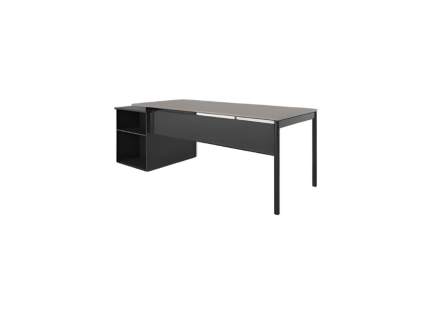 Stylish desk gray black luxury office furniture shelves workstation