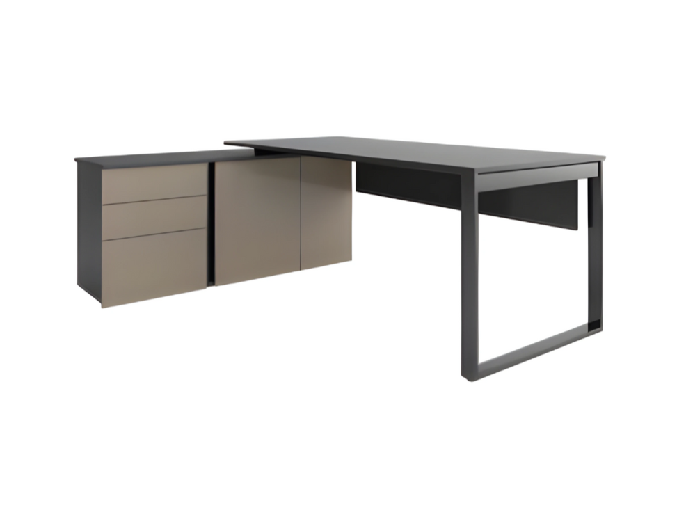 Stylish corner office desk wooden furniture workspace drawers