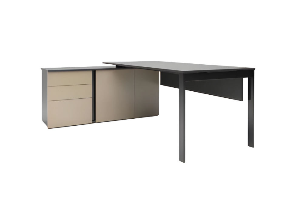 Modern corner desk luxury wooden furniture workspace drawers