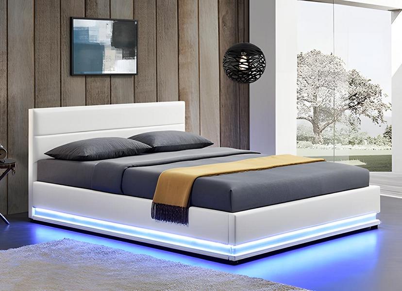 Bed LED light double bed 180 x 200 furniture interior bedroom design new