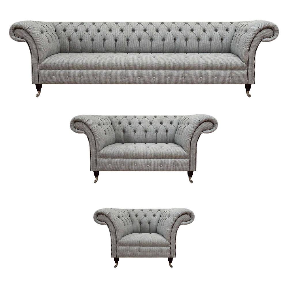 Sofa Set New Gray Complete Chesterfield Living Room Design Modern Textile