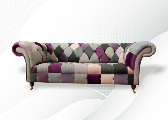 Chesterfield 3 Seater Designer Furniture New Modern Design Textile Living Room Couches