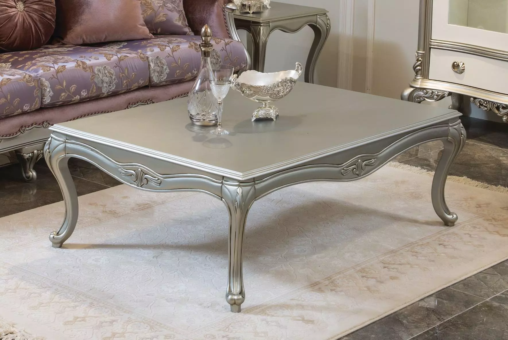 Luxury Coffee Table Classic Coffee Tables Silver Table Wood New