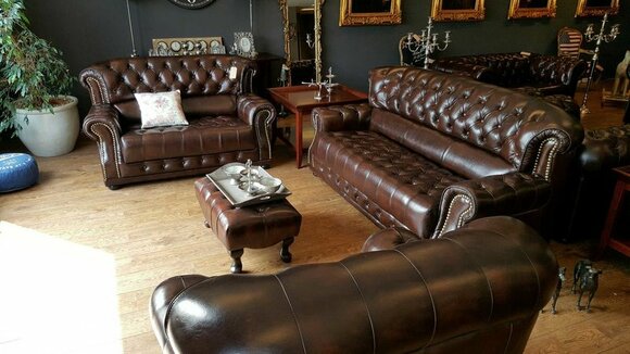 Chesterfield Full Leather 3+2+1 Sofa Set Couch Upholstery Seat Set Arlington