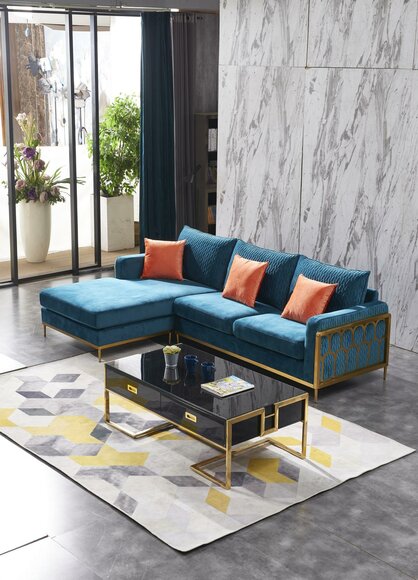 Fabric modern couch living area textile sofa sofa set sofa L-shape coffee table !