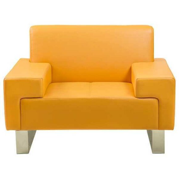 Yellow armchair designer single seater couch leather armchair lounge 1-seater