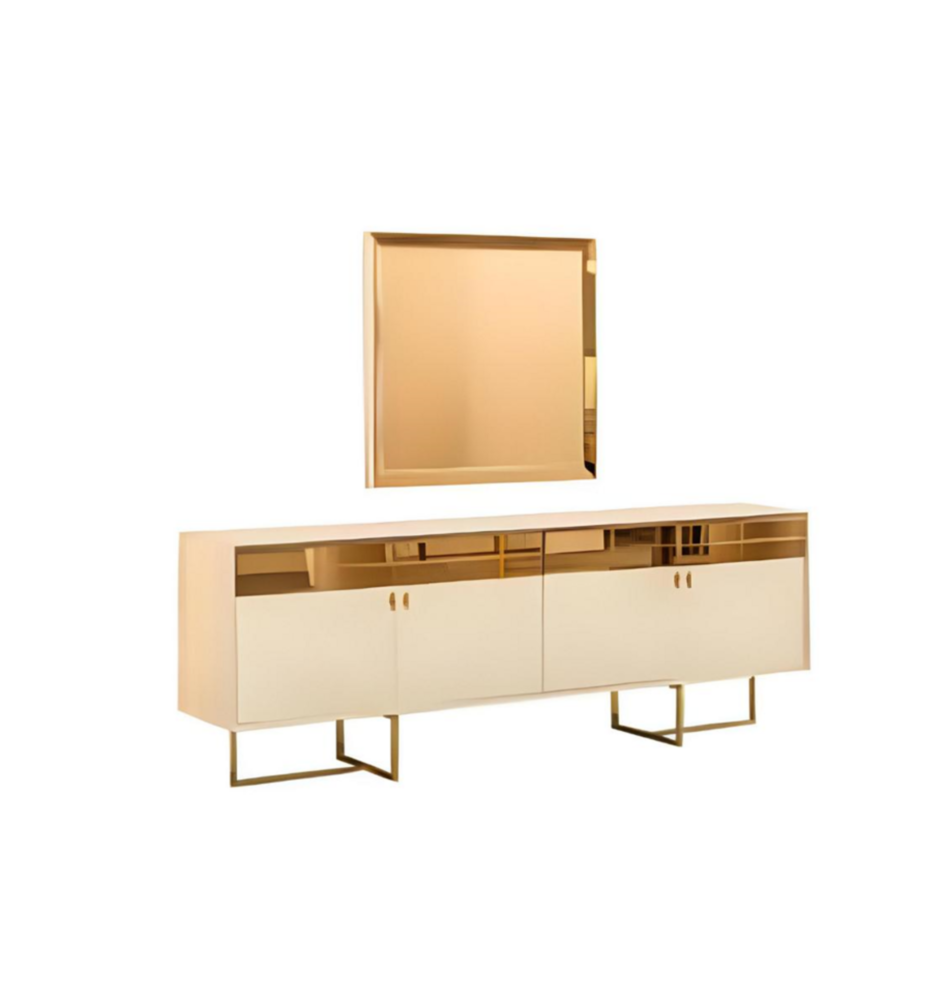 Golden living room sideboard Luxurious wooden dresser Designer sideboard