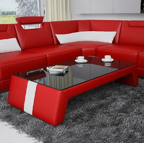 Modern Living Room Coffee Table Side Glass Upholstery Leather Tables Design