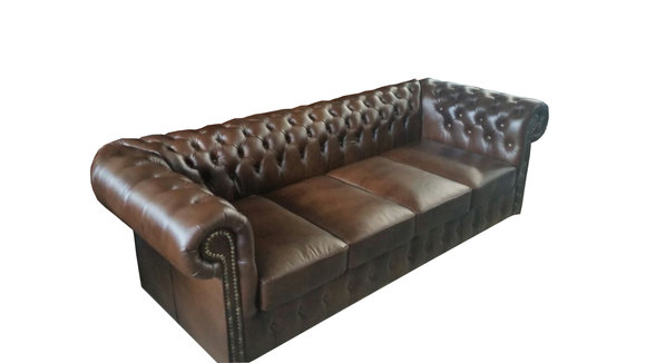 Chesterfield XXL 5-Seater Sofa 275cm Length Brown Faux Leather Couch Comfortable New