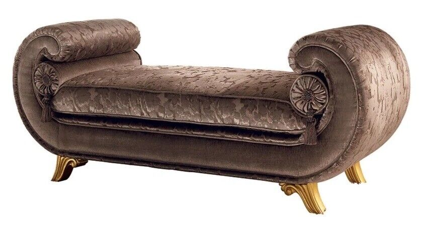 Living Room Lounge Furniture Classic Design Sofa Brown Textile Chaise Longue New