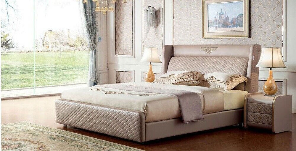 Bed Bedside table 3 pcs. bedroom set design modern luxury beds group