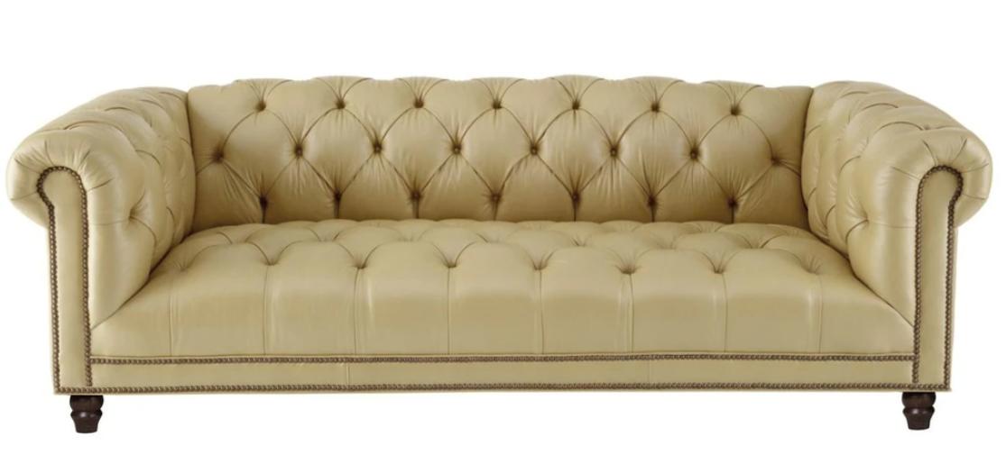 Beige Three Seater Leather Chesterfield Living Room Modern Design Couches Sofa New