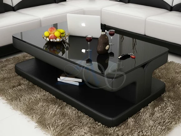 Designer Coffee Table Upholstery Table Leather Glass Modern Tables Glass