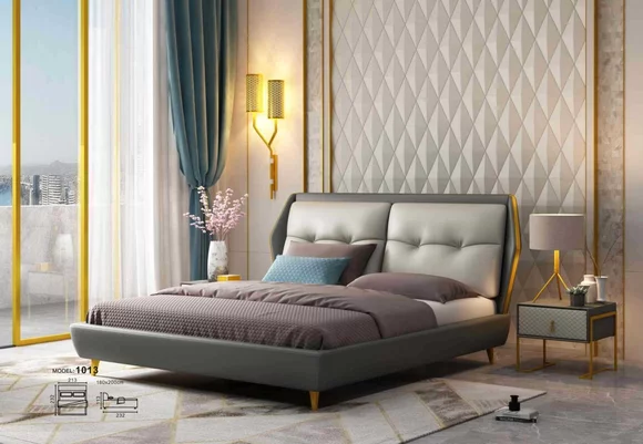 Design leather bed luxury upholstered beds 180x200 furniture bedroom