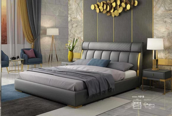 Bed Cushion Design Luxury Metal Double Hotel Beds Bedroom