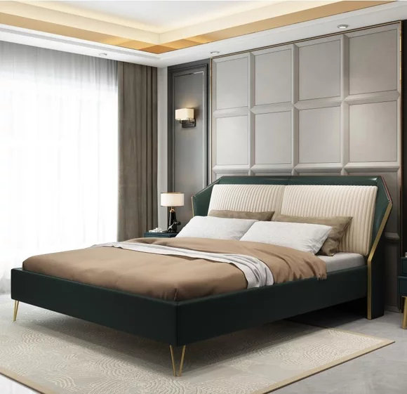 Luxury Textile Bed Double Design Bedroom Classic Beds Green