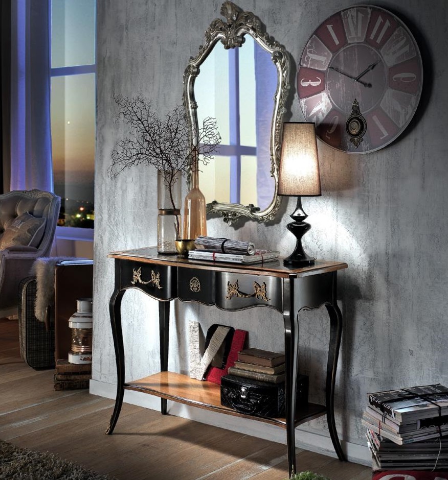 Console Table Chest of Drawers with Mirror Luxury Class Set Style Modern 2pcs.