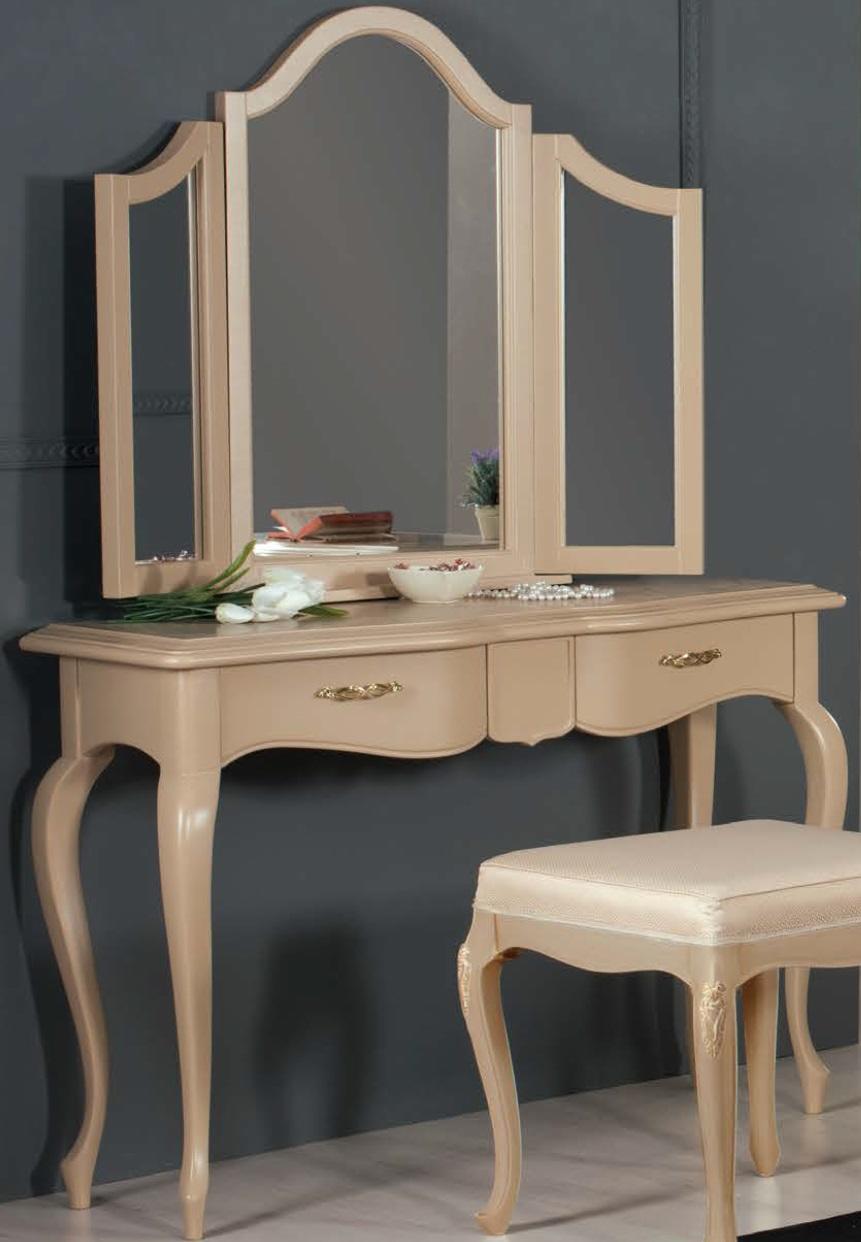 Dressing Table with Mirror Bedroom Furniture Design Bedside Table Stool 2pcs.