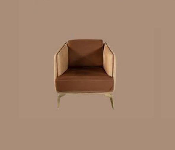 Modern Armchair Single Seater Brown Armchair Upholstery Textile Fabric