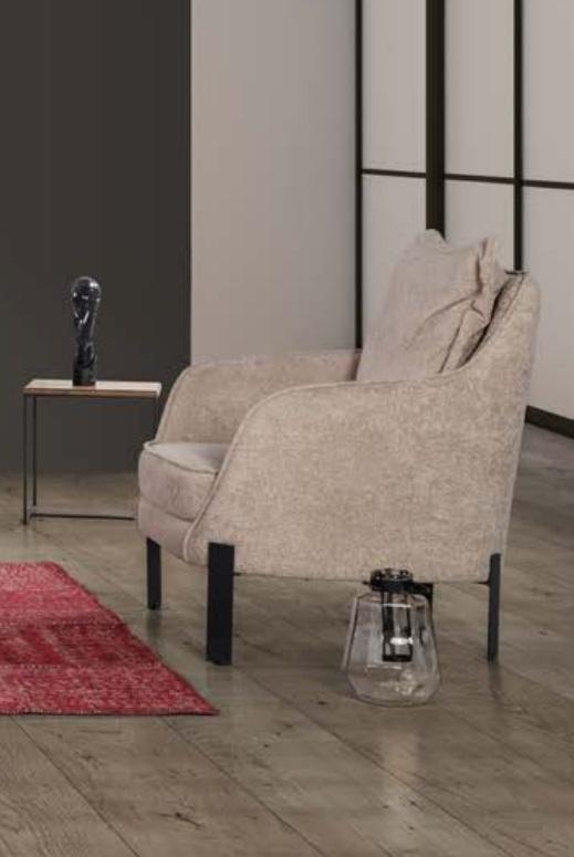 Modern Armchair 1 Seat Living Room Fabric Polyester Style Colour Beige